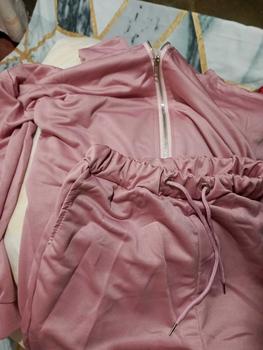 Product Review of Sweater Women's Spring and Autumn Thin 2023 New Zipper Hooded Sweatshirt Two-Piece Set Loose Sports and Leisure Suit Ankle Banded Pants from m**️ 0