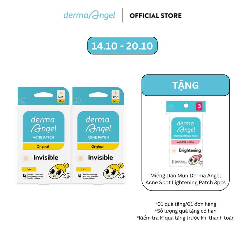Combo 2 Miếng Dán Mụn Dùng Cho Ban Ngày Derma Angel 12 Miếng