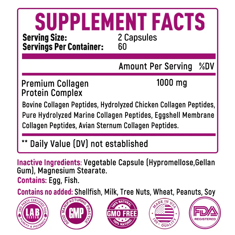 balincer collagen glutathione Balincer Collagen Health Supplement - Supports Skin, and Hair Health - 120  Capsules main image 1