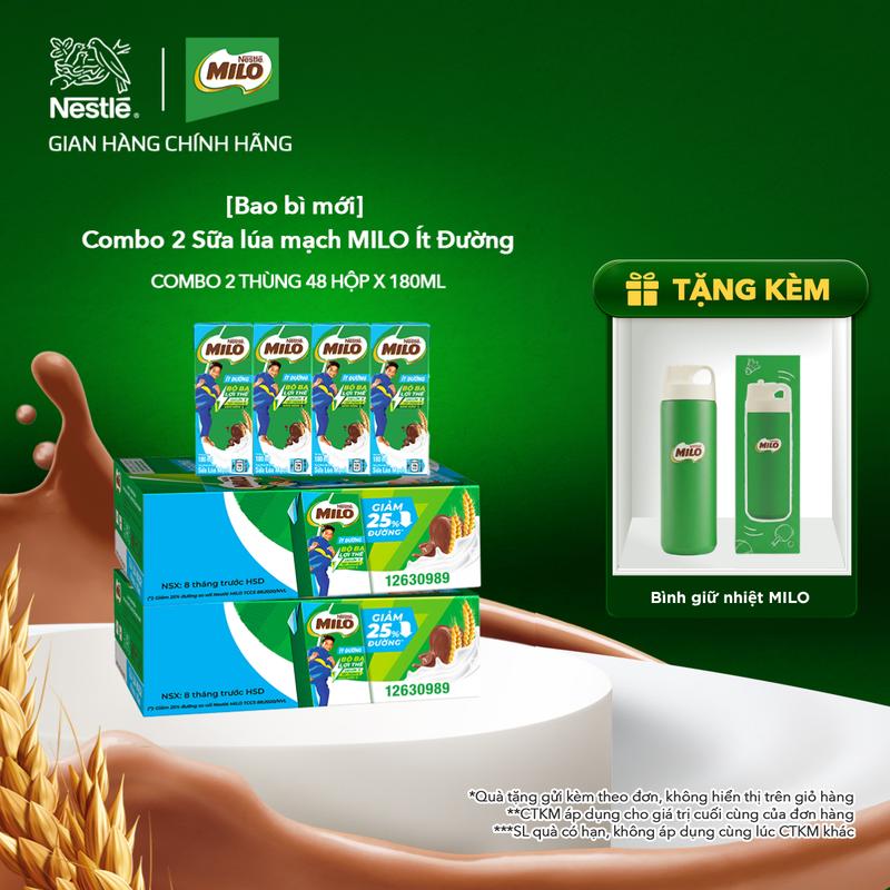 Nestlé VN Combo 2 Sữa lúa mạch Nestlé MILO Nguyên Bản thùng 48 hộp rời x