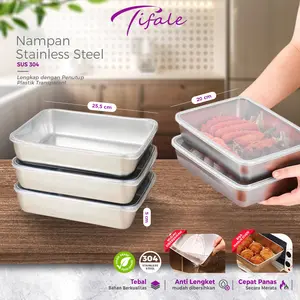 [5PC] Tifale Xeira Tray – Nampan Stainless Steel SUS 304 dengan Tutup Transparan Food Box