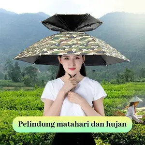 Payung Topi Besar Ukuran Anti Hujan Panas Anti Sinar UV Topi Payung Mancing Hiking Outdoor