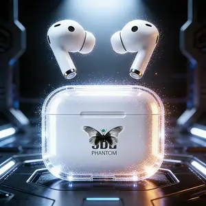 PHANTOM V6 Earphone Bluetooth Nirkabel True Wireless, Tahan Air IPX7, Baterai Tahan Lama, TWS, Suara Stereo Bass Kuat, Surround 3D, Peredam Suara Cerdas, Cocok untuk Game, Panggilan, Musik, Olahraga, Earphone Bluetooth Nirkabel