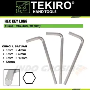 TEKIRO Kunci L 3 4 5 6 8 10 12 mm Panjang Long Hex Key Chrome Vanadium Steel Original