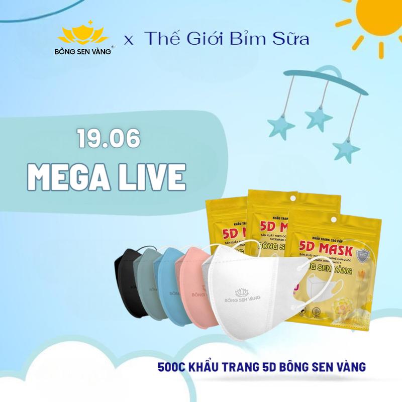 [LIVE 19.06] Thùng 500 cái Khẩu Trang 5D Bông Sen Vàng đủ màu.