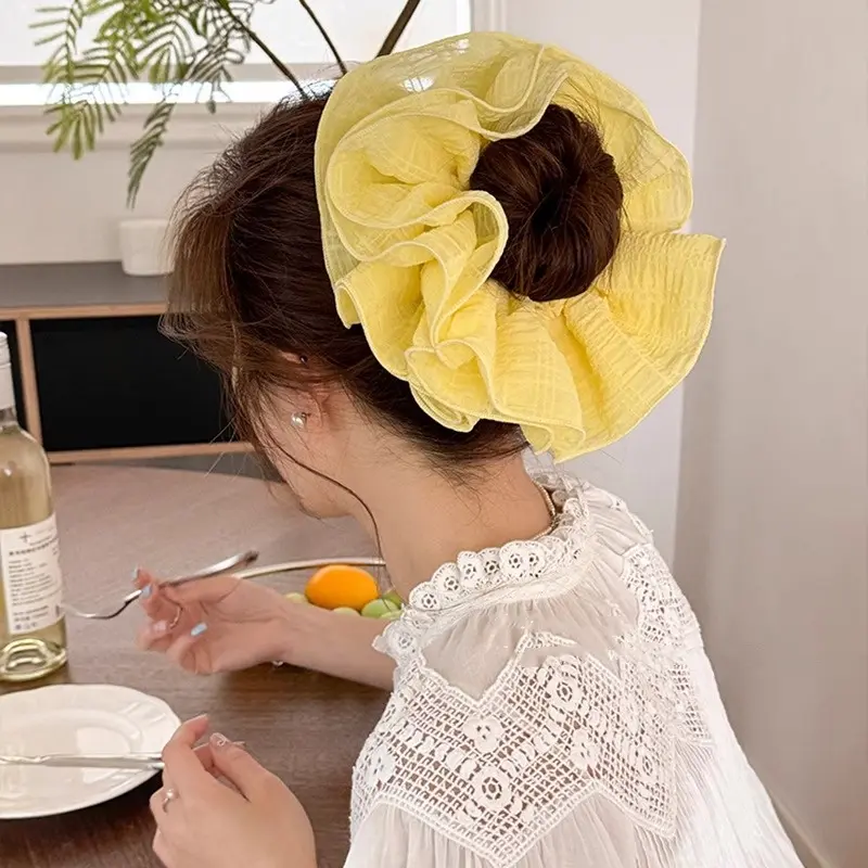 Bờm Tóc Scrunchie Phồng, Nhiều Lớp, Kiểu Cô Gái Dễ Thương Và Ngọt Ngào Dây Buộc Tóc Thịt Viên, Dây Buộc Tóc Ruột Béo Hàn Quốc, Hoa Đội Đầu 1