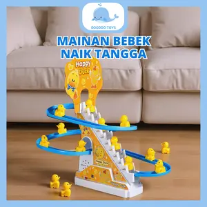 Mainan Anak Track Bebek Naik Tangga Music - Mainan Interaktif Seluncur Bebek Naik Tangga - Duck Music Track LED Tummy Time Anak
