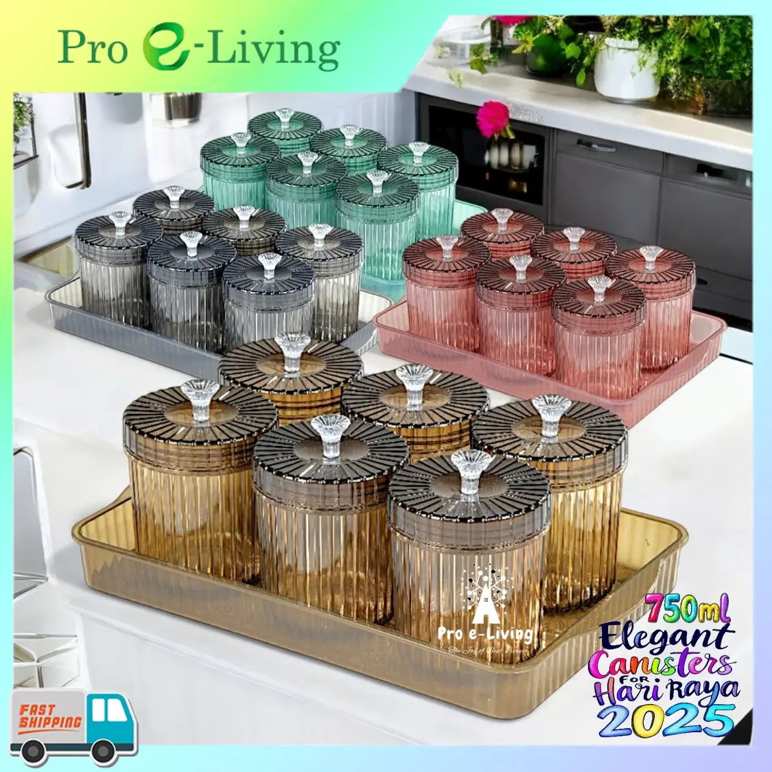 6pcs Bekas Kuih Raya Set 750ml /Cookies Container Set /Bekas Kuih Raya /Balang Kuih Raya Set /Cookies Canister