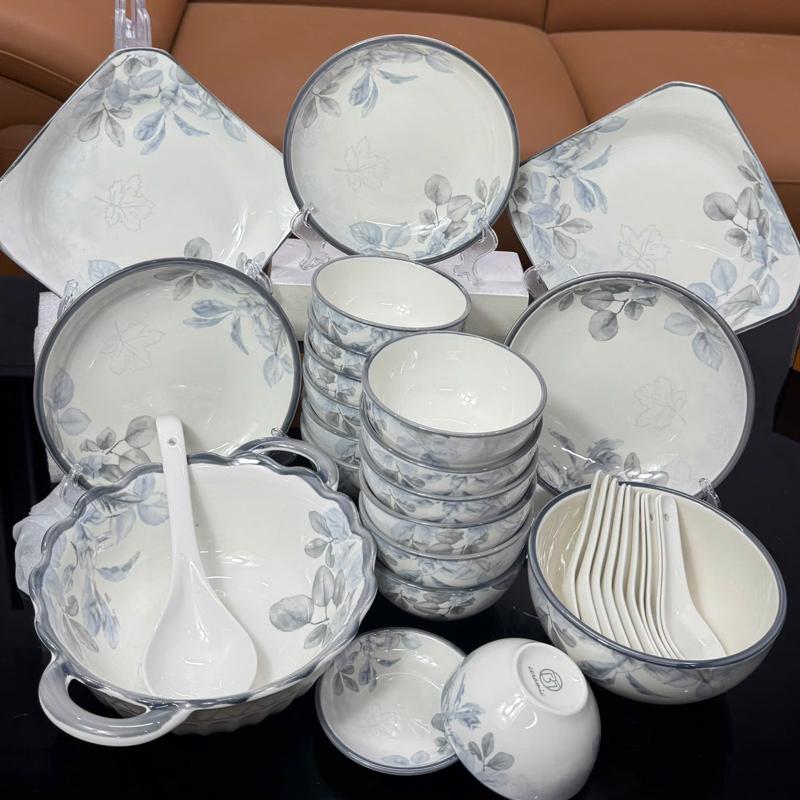 (Hàng việt) Bộ bích điệp .21 chi tiết .kèm quà tặng. 10 thìa sứ + 1 môi múc canh. Gốm sứ cao cấp.
