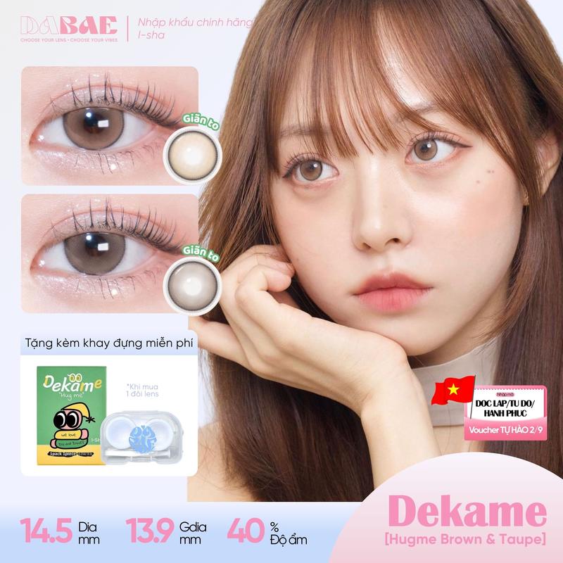 Lens giãn tròng ISHA DEKAME TAUPE mắt màu nâu đậm có viền DIA 14.5mm độ cận 0-8 DABAE Women Nữ