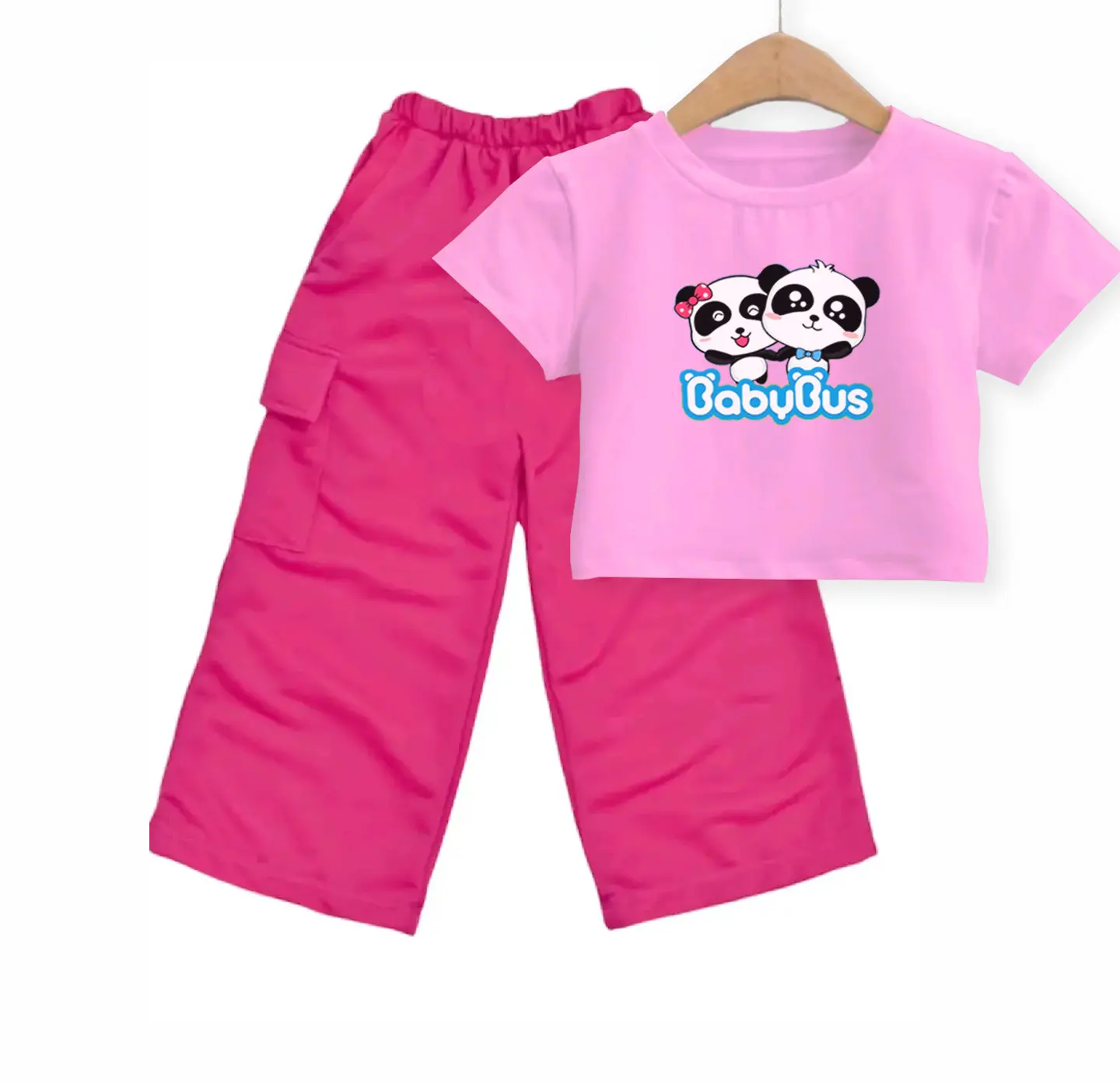 BABY PANDA SETELAN KAOS CROP ANAK CELANA CARGO