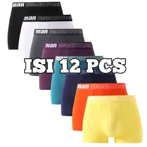 Obral 12 Pcs Celana Dalam Pria Karet Motif Bahan Spandek Katun Lembut Nyaman Berkualitas Sempak Pendek Cowok Spandex Boxer Dewasa Remaja