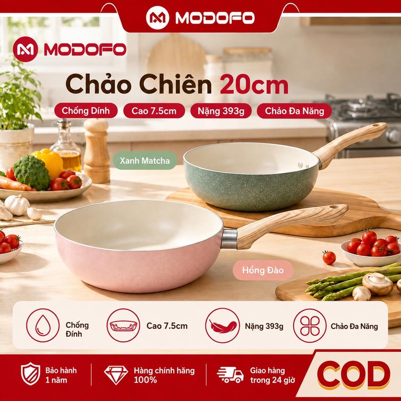 Chảo đá Maifan MODOFO 20 cm – sâu 7,5 cm, dễ vệ sinh, dùng được trên bếp ga và bếp từ