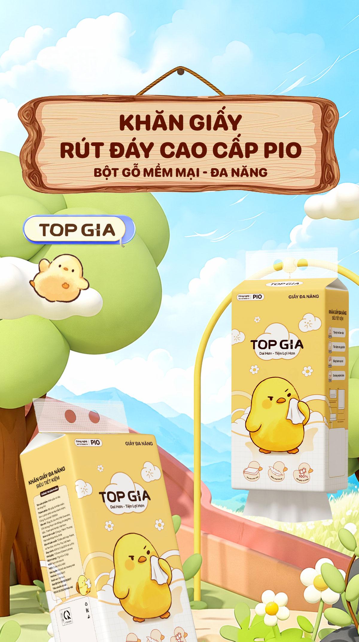 [XẢ KHO] THÙNG 5 BỊCH Khăn Giấy Pio TOPGIA, Tặng Móc Treo Tường, 200 Lần Rút Siêu Dai 130x170mm khăn giấy cao cấp TOP GIA, giấy dai hơn bền chắc hơn mềm mịn hơn, khăn giấy vệ sinh ĐẠT QUY CHUẨN CỦA BỘ CÔNG THƯƠNG VTG03