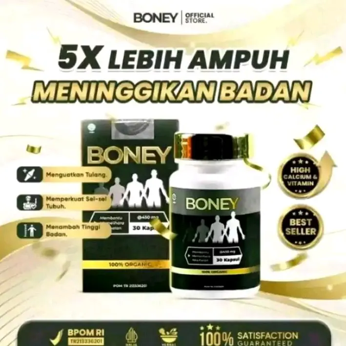 Boney Peninggi badan Suplemen kesehatan Tulang Pria & Wanita Naik 5-15 CM Aman BPOM Original