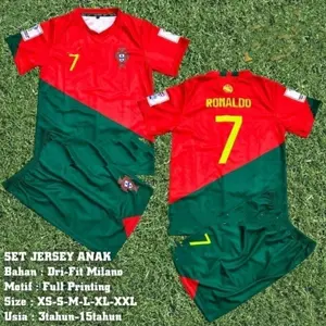 SETELAN BAJU BOLA RONALDO TERBARU / JERSEY PORTUGAL TERMURAH / SET KAOS UNISEKS COWO CEW