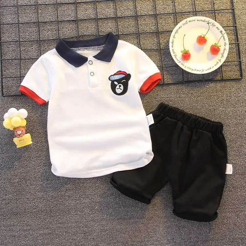 Baby Boy Suit Short Sleeve Lapel Shirt With Cute Shorts 2 Piece Set