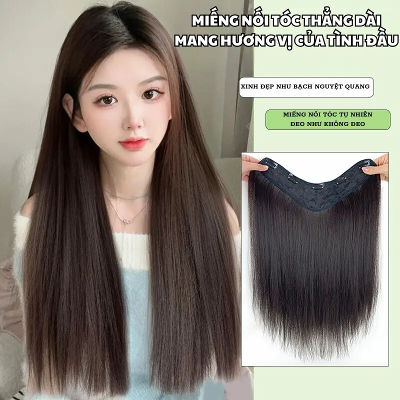 Tóc Giả Nửa Đầu Hình Chữ V, Sao Kim, Kẹp 3 / 4, Tóc Thẳng, Chất Lượng Cao, Tóc Giả Đầy Đủ, Dài 50cm, Thích Hợp Cho Phụ Nữ Để Tăng độ phồng tóc, Chịu Nhiệt Độ 140 Độ Women Wig 1