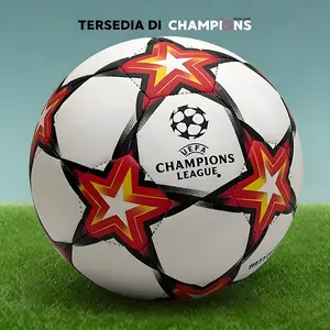 Bola sepak UEFA Champions League, ukuran 5, bola sepak kulit PU.				