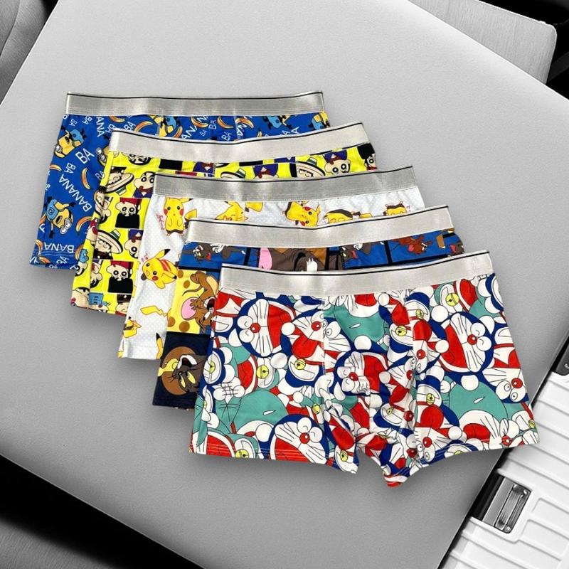 Combo 3-5-10 Quần Sịp Đùi Nam Thun Lạnh Pikachu Mèo Tôm Doremon Shin Boxer Menswear Co Dãn Đàn Hồi Cạp Trơn Chắc Chắn Size Đầy Đủ
