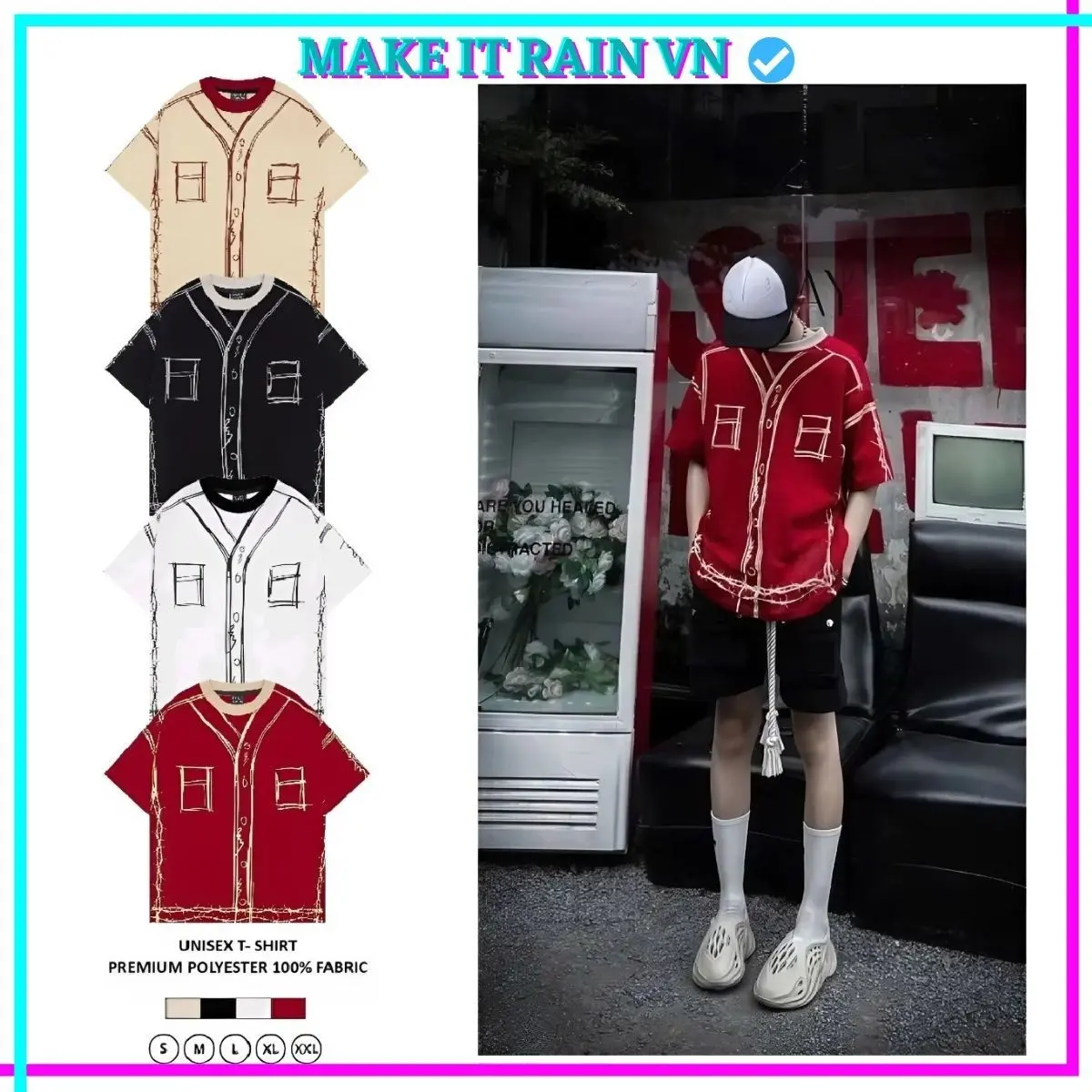 [MUA 3 GlẢM 18K, 2 GlẢM 10K KÈM QUÀ] Áo Thun Nam Nữ Local Brand Make It Rain VN KẼM GAI, Áo Phông Unisex Form Rộng Cổ Tròn Top Menswear