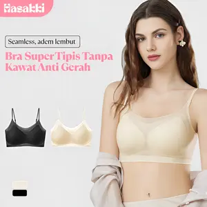 HASAKKI - Bra Super Tipis Tanpa Kawat Anti Gerah Bh Wanita Seamless Adem Lembut Elastis Nyaman Dipakai Sepanjang Hari Basic Katun Dewasa