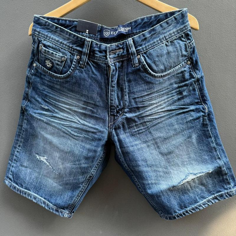 Promo Celana Pendek Oxygo Terbaru / Celana Pendek Reguler / Celana  Pria/Celana Pendek Sobek Distro/Celana Pendek Santai/Celana Pendek Dewasa/Celana Pria Denim/Celana Pria Panjang/Celana Polos Pria Cowok Hitam cuci kering wiscer navy jeans Pas Blue 3