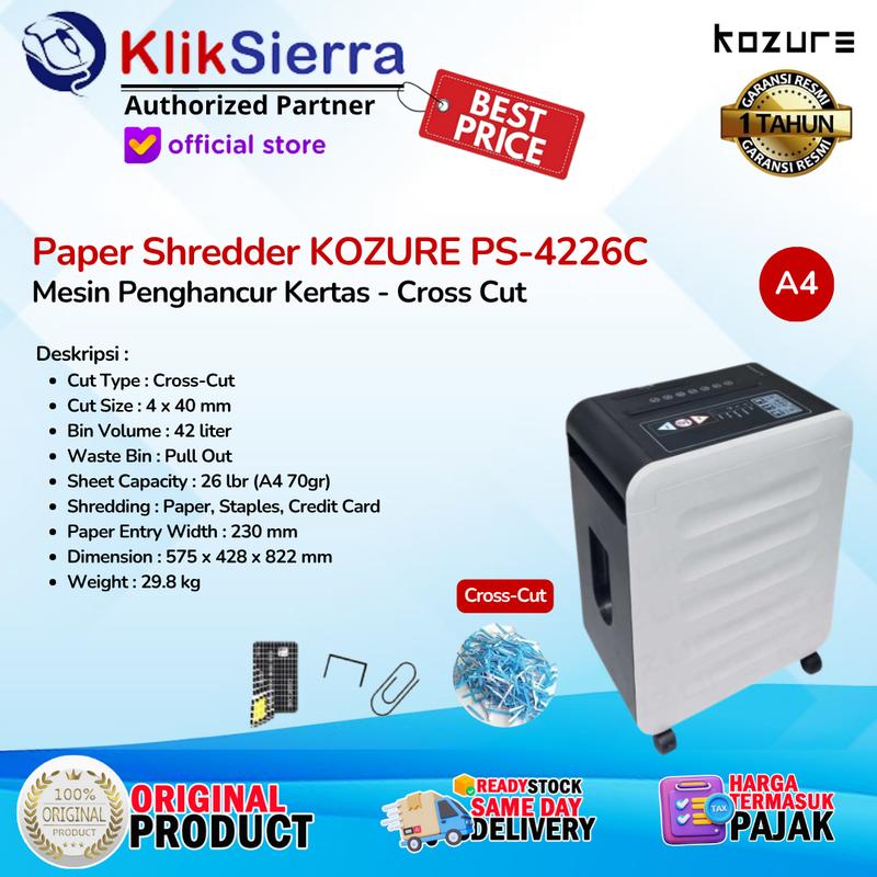 Paper Shredder KOZURE PS-4226C | PS4226C | PS4226 | PS-4226 Cross Cut ...