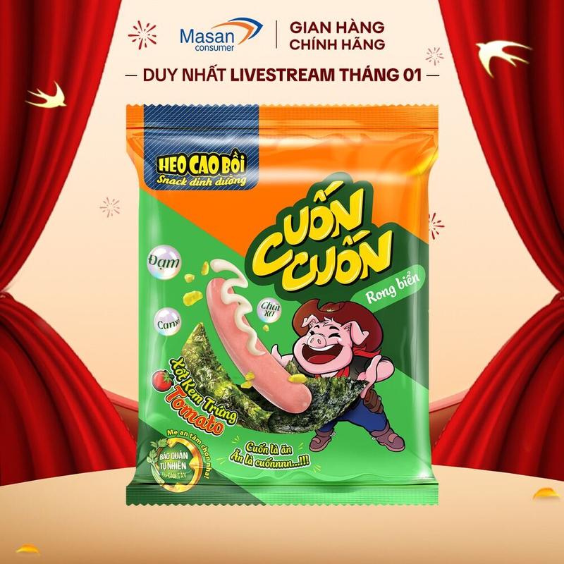  Xúc xích tiệt trùng Heo cao bồi Cuốn cuốn rong biển xốt kem trứng cà chua 