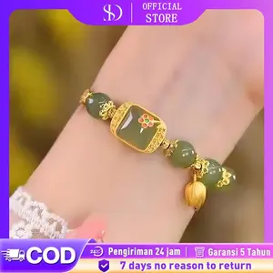 Gelang Manik-manik Teratai Gaya Korea​ Desain Permen Kotak Elegan dengan Giok Alami Hadiah Eksklusif untuk Sahabat atau Kekasih Cocok untuk Hari Spesial