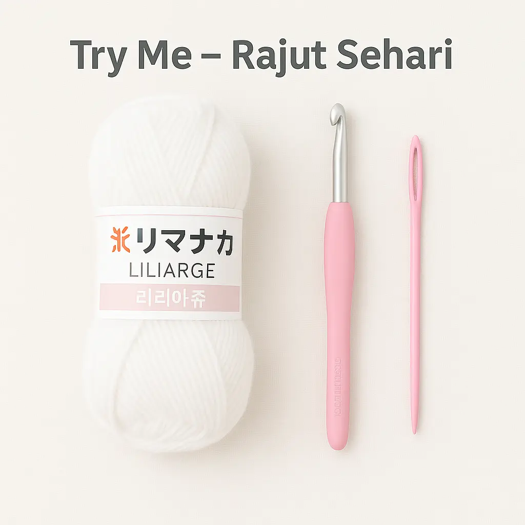MADEBYBULAT -  PAKET BENANG RAJUT SEHARI MILK COTTON 4PLY 25 GRAM + HAKPEN + JARUM TAPESTRY