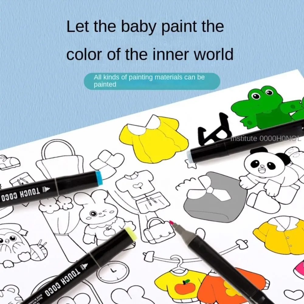 Children Painting Graffiti Scrolls Coloring Toys Little Artist Gouache Art Watercolor Paper Children's Drawing Roll Blank Coloring Color Filling Paper