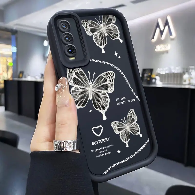 Casing Hp Untuk VIVO Y20 Y20s Y20i Y20T Y12s Y12a Y30G Y11s Casing Pola Kupu-kupu yang Elegan Bahan silikon Cesing Casing Hp Kesing Softcase Case pelindung marshmallow Anti Jatuh Gores
