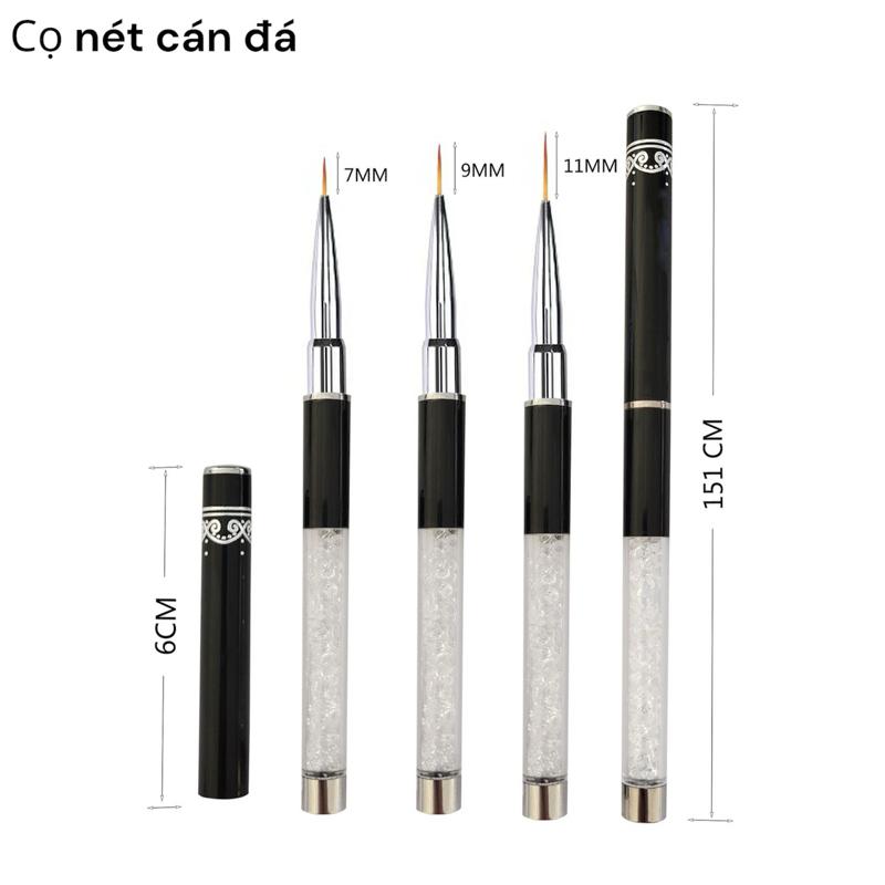  Bộ 3 cây Cọ nét cán đá  có nắp đậy  7 9 11mm 