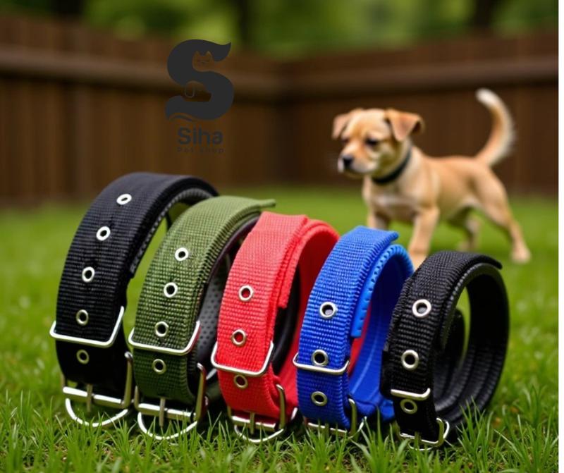 Vòng Cổ Cho Chó 1,5cm Có Đệm Da Dành Cho Chó 2-5kg Màu Xanh Rêu Đen Đỏ Xanh…
