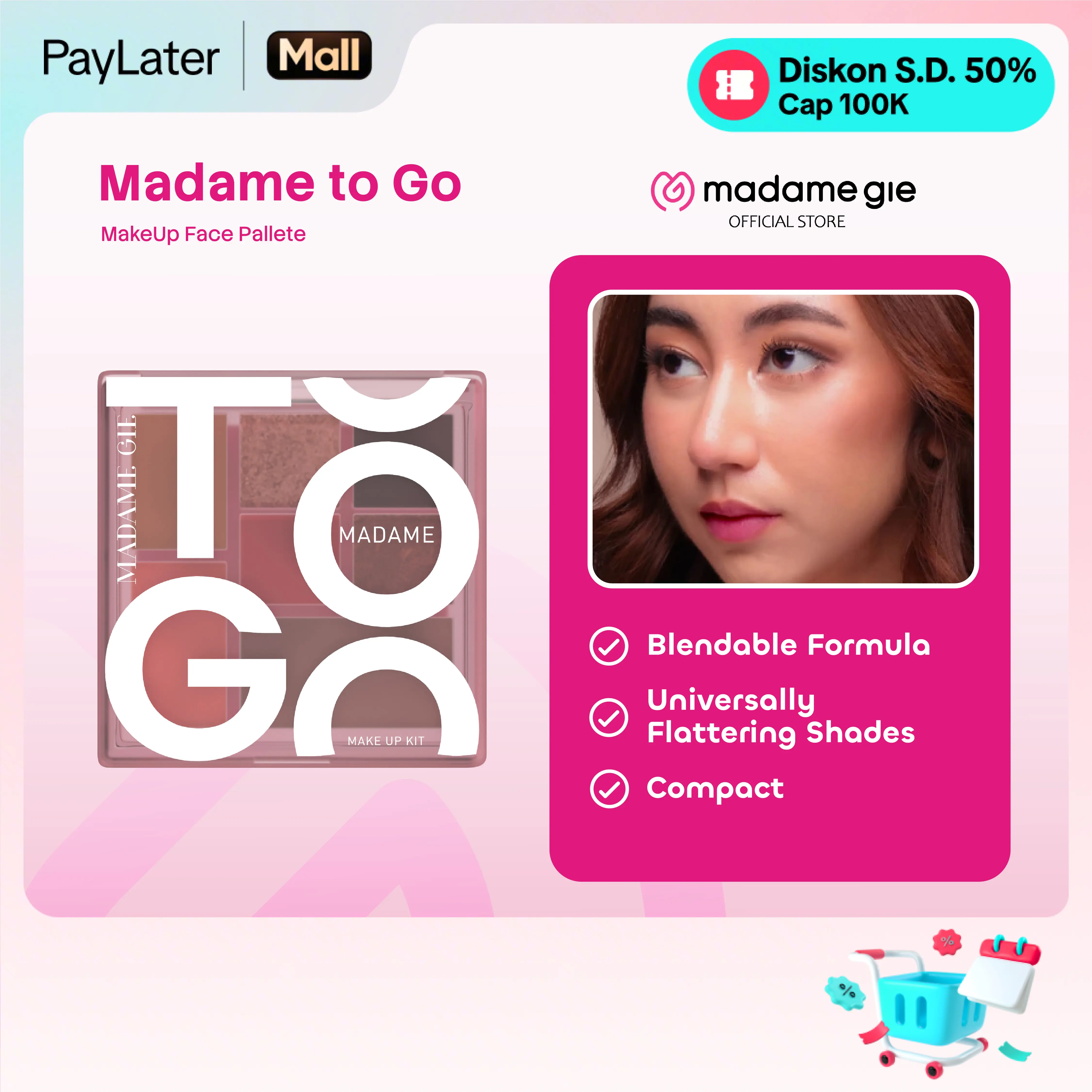 Madame Gie Madame To Go - Face Pallete Matte Glitter Eyeshadow Palette