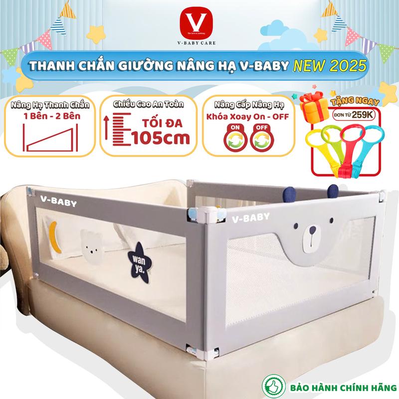[NÂNG CẤP] Thanh Chắn Giường V-BABY N002 & N1 New 2025 Cho Bé - 1 Thanh Chắn 1 Mặt