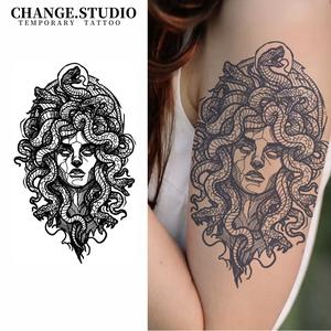Hình Xăm Tạm Thời, Thiết Kế Hình Xăm Medusa, Kéo Dài Trong 15 Ngày, Không Thấm Nước, Không Lo Bị Ma Sát, Kèm Miếng Dán Hình Xăm