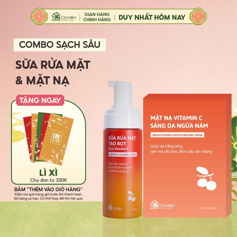 Combo Làm Sạch Dưỡng Da Bọt Rửa Mặt Và Mặt Nạ Dưỡng Da Chiết Xuất Thiên Nhiên Cỏ Mềm