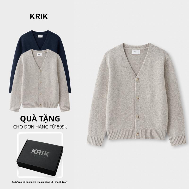 Áo Cardigan Nam KRIK Form Regular Chất Liệu Len Pha Dày Dặn Sợi Xù Bo Cổ Tay AK5351