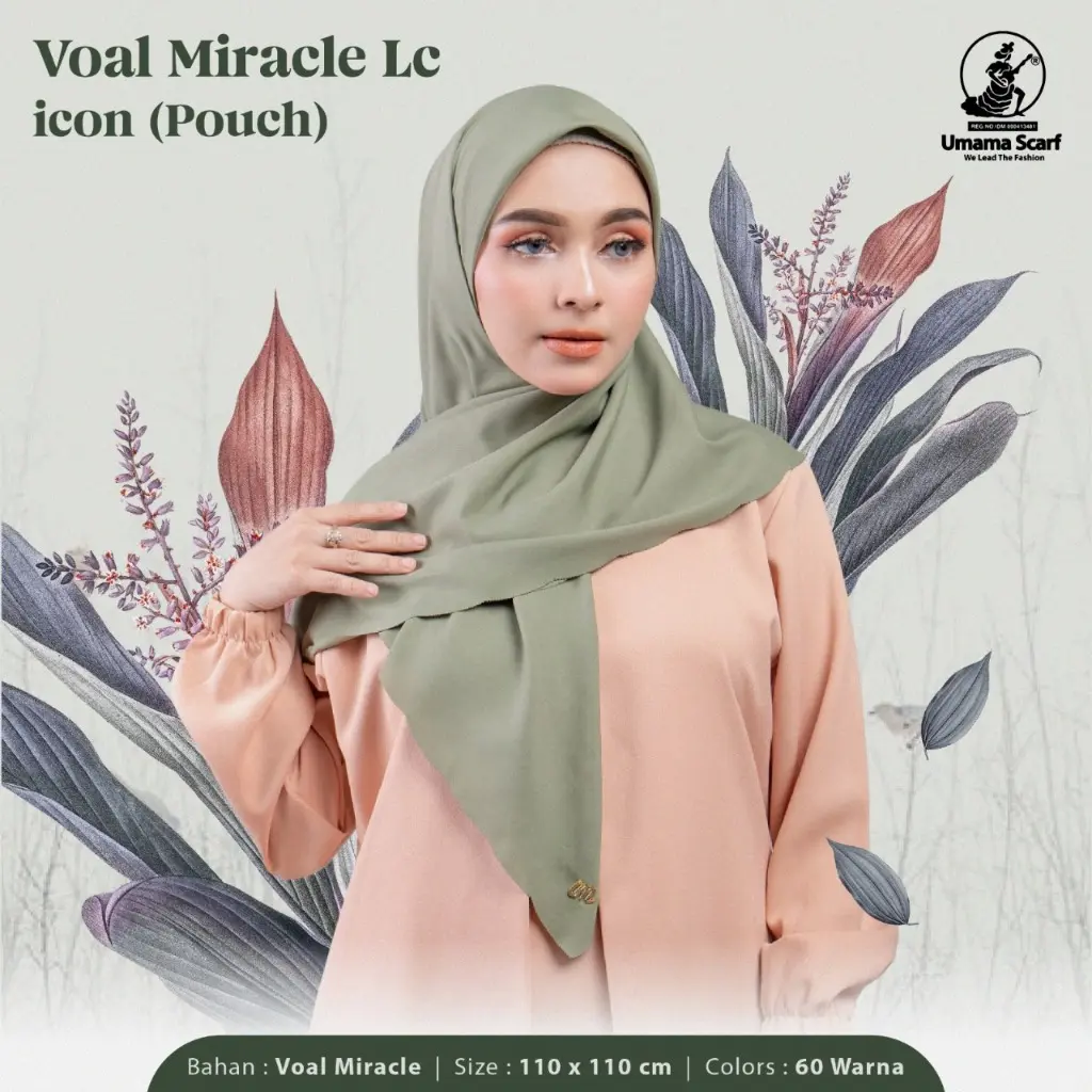 VOAL MIRACLE METAL LOGO LASERCUT Umama Scarf 110x110cm Jilbab Voal Miracle Umama