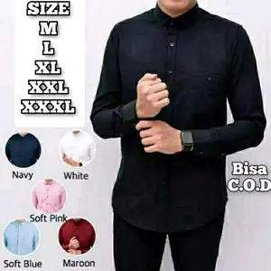 Kemeja Atasan Pria Dewasa bahan toyobo  Kekinian Viral 2024 Model Formal Lengan Panjang Polos Bahan Nyaman - Hitam Putih Kerja FREE GIFT Modest XL Elegant Green Shirts hurley casual Blue manis whiteboard Minimalist