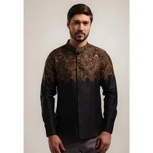 MOC Kemeja Koko Lengan Panjang Pria Slim Fit VIKRANA - BLACK