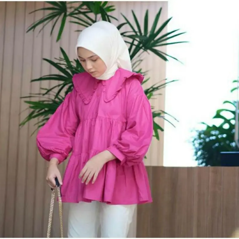 BLOUSE KOREA - LAMIA BLOUSE Busui Katun Rempel Panjang Wanita 4