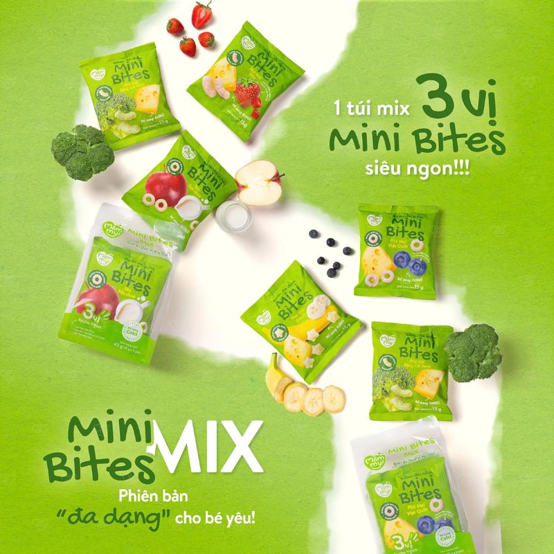 Bánh Ăn Dặm Mini Bites Mămmy Phô Mai Dâu Phô Mai Bông Cải Xanh Phô Mai Chuối Phô Mai Việt Quất Táo Sữa Chua Hỗ Trợ Tập Nhai Giàu Canxi Cho Bé Từ 6 Tháng Gói 15g