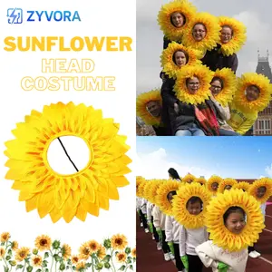 ZYVORA Costume Headband Sunflower Hat Headgear Kostum Hiasan Kepala Bentuk Bunga Matahari untuk Cosplay Penampilan Perayaan Festival
