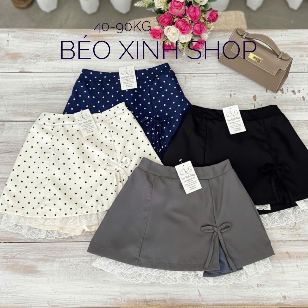 Thời Trang Bigsize Chân Váy Váy Phối Nơ Vải Chấm Bi Cao Cấp Cho Nàng 45 - 90Kg Nữ Bigsize Sài Gòn Top Women - B.1691