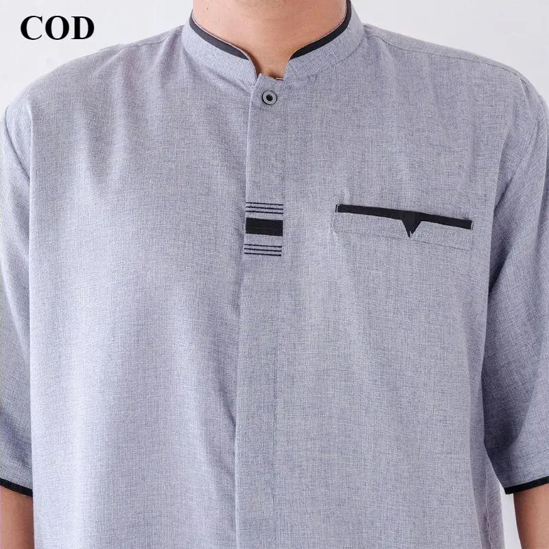 Baju Koko Kurta Lengan Pendek Bahan Katun Madinah Muslim 3
