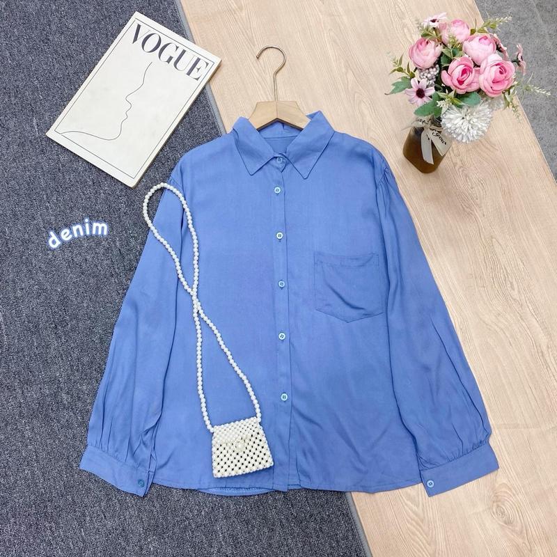 KEMEJA SAKU SATU RAYON TWILL KEMEJA BASIK LENGAN PANJANG POLOS 8