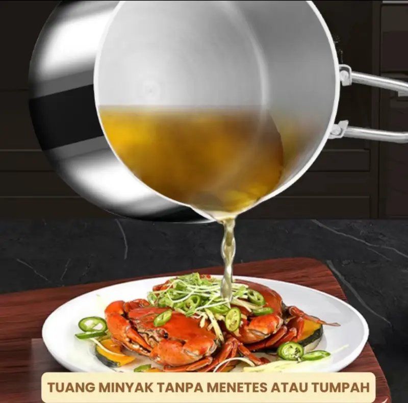 QME - Penyaring Minyak Multifungsi Deep Fryer Pan 5in1 dengan Penutup Stainless Steel Gratis Capitan & Tatakan Kitchenware 3